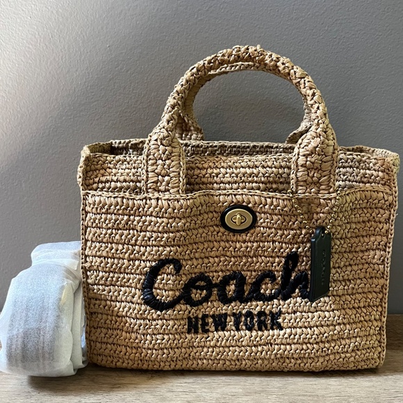 Coach Cargo Straw Tote 26 in Natural - Picture 2 of 11